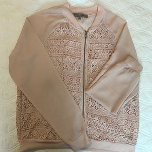 Lightweight Pink Lacey Bomber Style Jacket